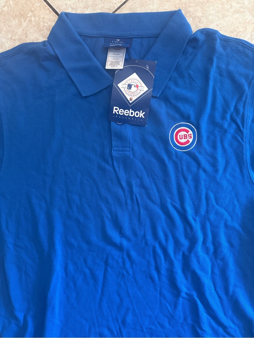 Reebok Royal Blue Polo with Cubs Crest